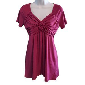 Daisy Fuentes V-neck Knot-front Ruched  Stretch Top Size S